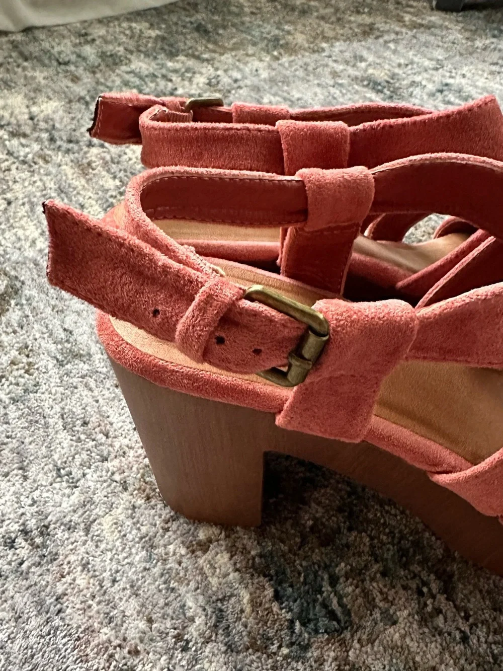 Maurices Dusty Rose Suede Platform Block Heels 9 1/2